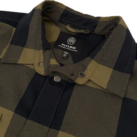 Flylow Men's Handlebar Tech Flannel Check Snap Shirt Capers/Black Large - Picture 1 of 11